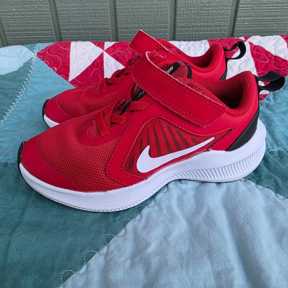 Nike Downshifter 10 Kids University Red White CJ2070-600 Sneakers Size 10.5C